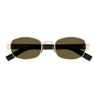 Saint Laurent Sunglasses Oval Full Rim, Light Gold Frame and Nicotine Lens SL706001