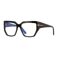 Tom Ford Eyeglasses Square Full Rim, Dark Havana Frame and Clear Blue Light Block Lenses Lens FT5951-B052