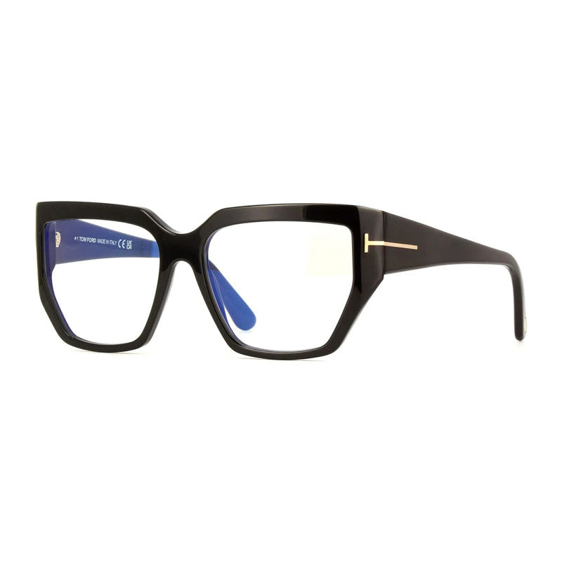 Tom Ford Eyeglasses Square Full Rim, Dark Havana Frame and Clear Blue Light Block Lenses Lens FT5951-B052
