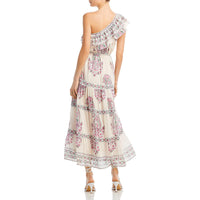 Womens Silk One Shoulder Maxi Dress