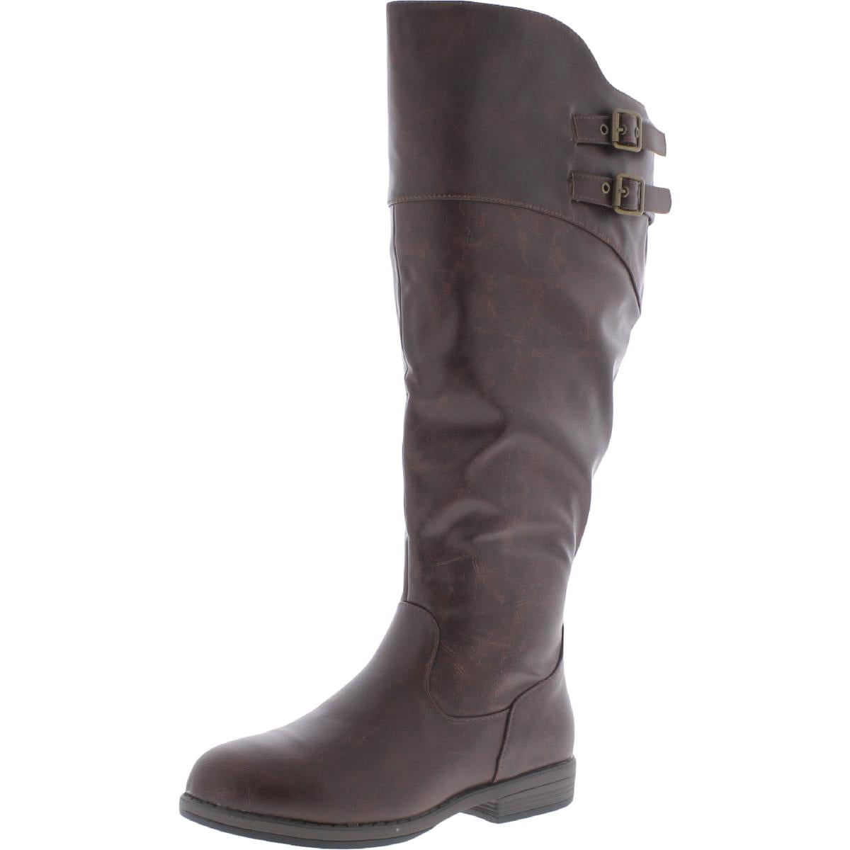 Tori Womens Faux Leather Wide Calf Knee-High Boots