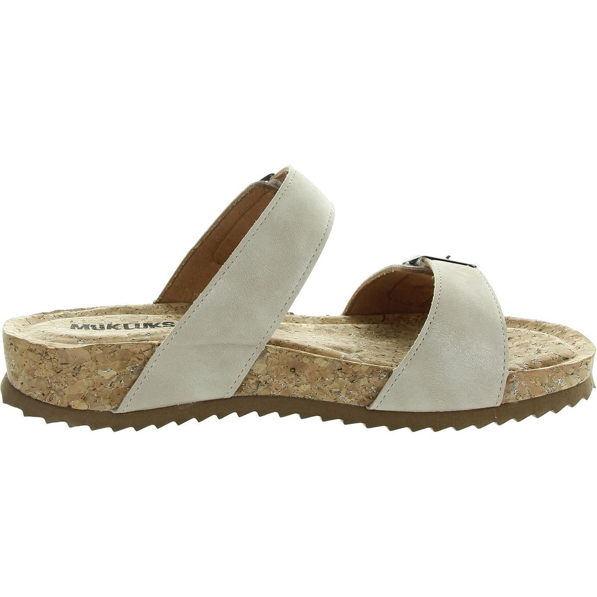 Presely Womens Buckle Faux Leather Slide Sandals