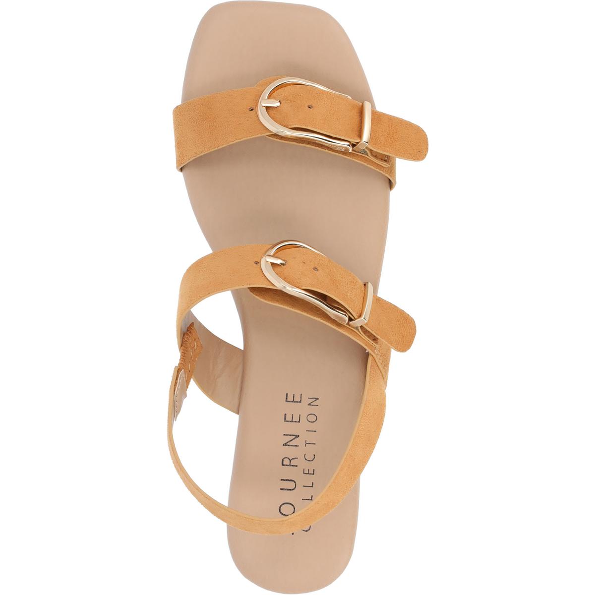 Twylah Womens Buckle Faux Suede Slingback Sandals