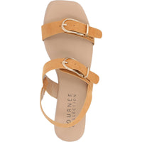 Twylah Womens Buckle Faux Suede Slingback Sandals