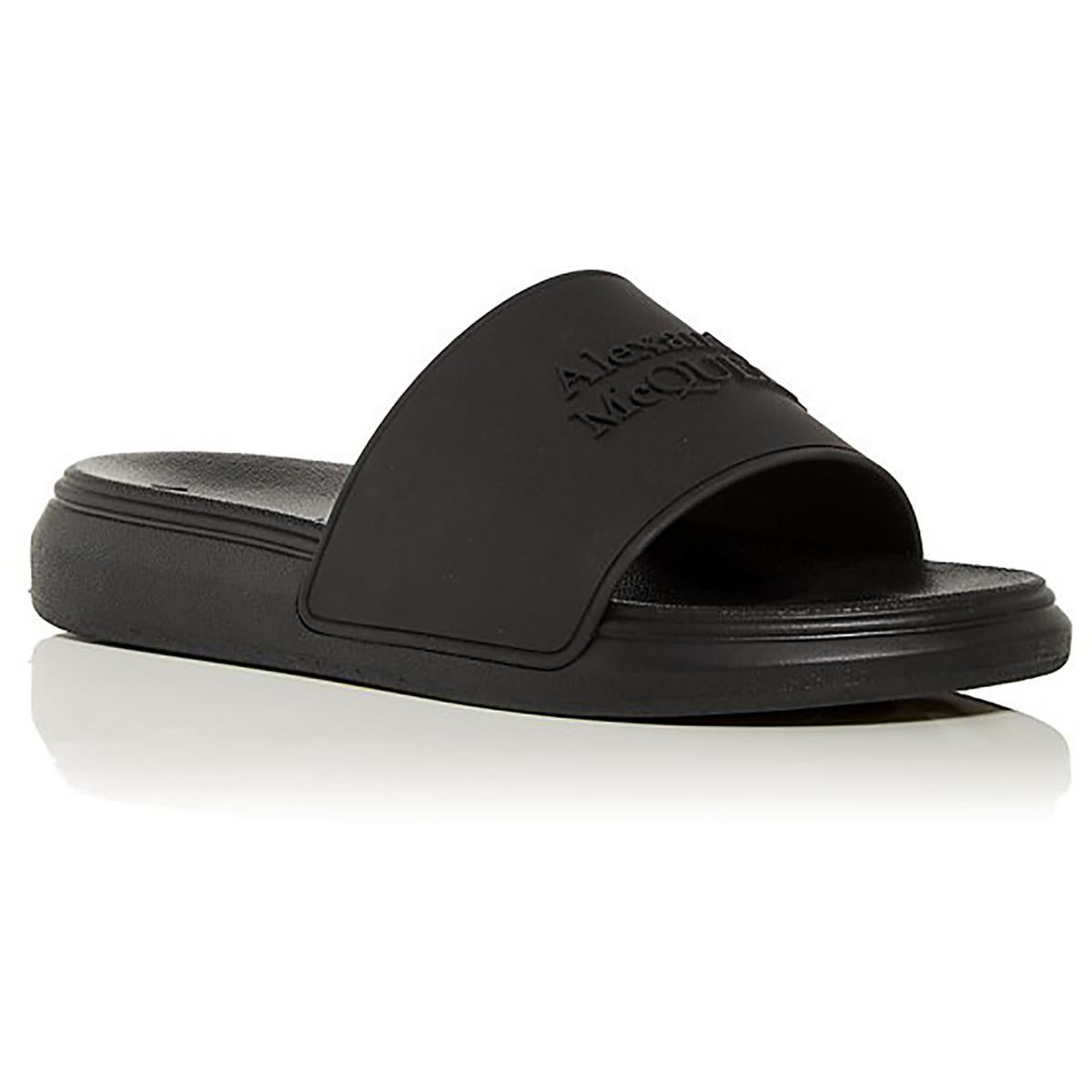 Womens Slide On Flat Slide Sandals Black