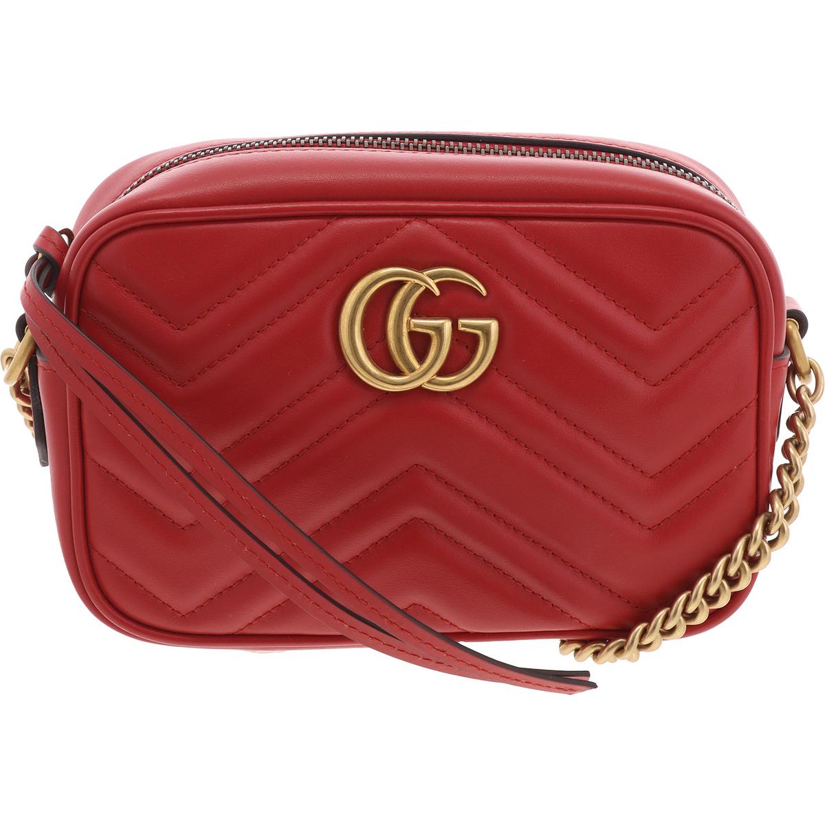 Marmont 2 Womens Chevron Leather Shoulder Handbag