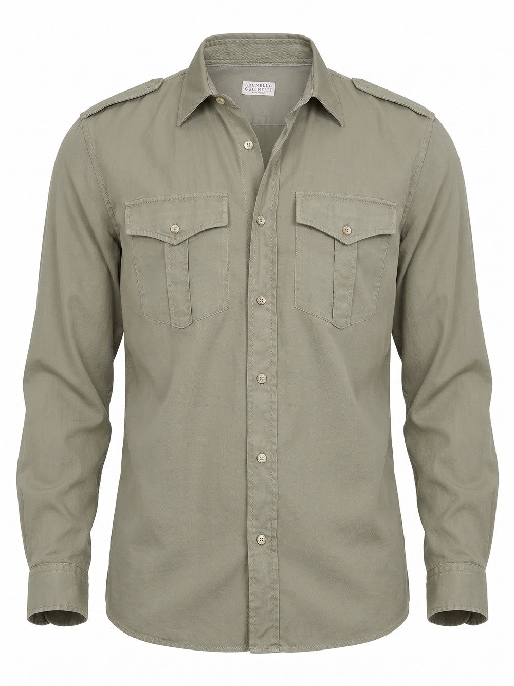Brunello Cucinelli Men Cotton Chevron Shirt