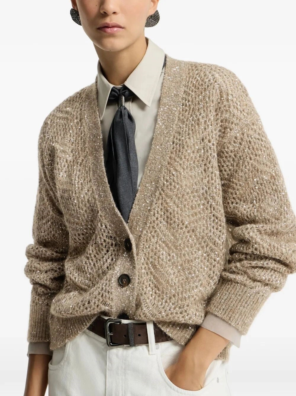 Brunello cucinelli Brunello Cucinelli Women Cardigan Dazzling Abstract Leaf