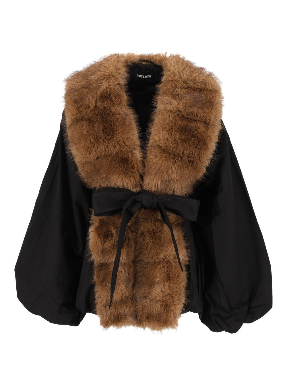 Rotate Women Contrasting Faux Fur Collar Jacket
