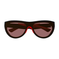 Bottega Veneta Sunglasses Shield Full Rim, Shiny Black/Red Frame and Red Lens BV1234S004