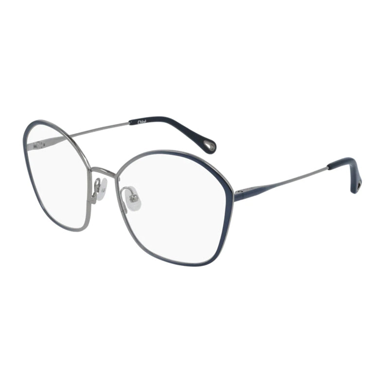 Chloe Chloe Eyeglasses Butterfly Full Rim, Ruthenium/Blue Frame and Clear Demo Lenses Lens CH0017OA001