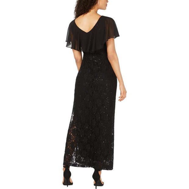 Womens Lace Sequined Evening Dress