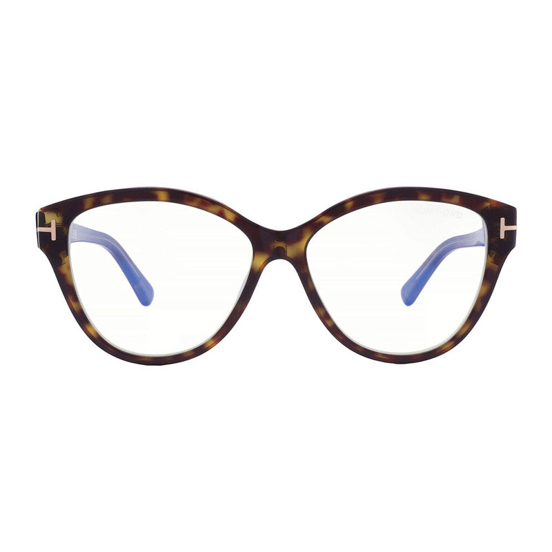 Tom Ford Tom Ford Eyeglasses Cat Eye Full Rim, Black/Crystal Frame and Clear Blue Light Block Lens FT5954-B003