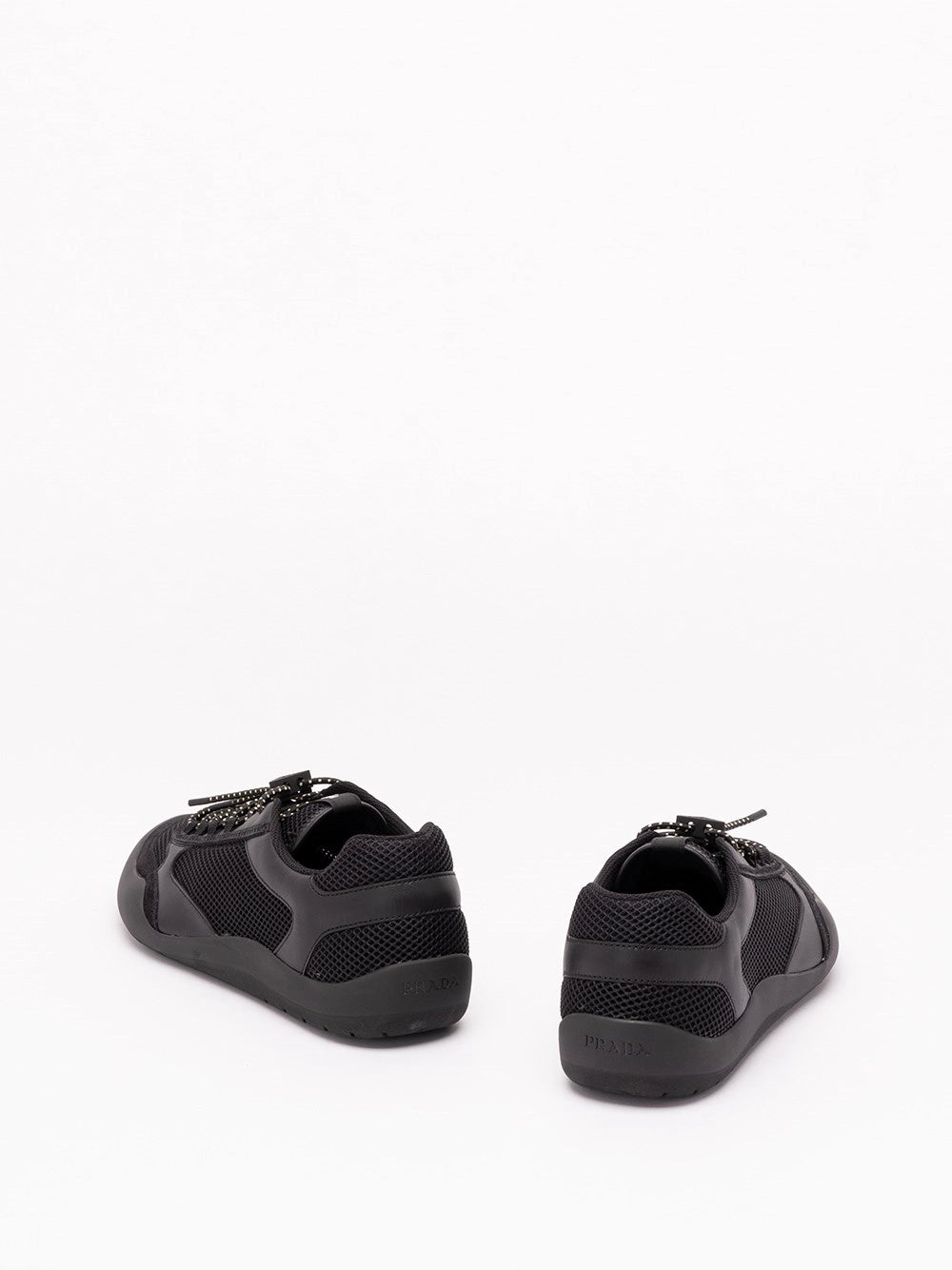 Prada Prada Men Speedrock Leather And Mesh Fabric Sneakers