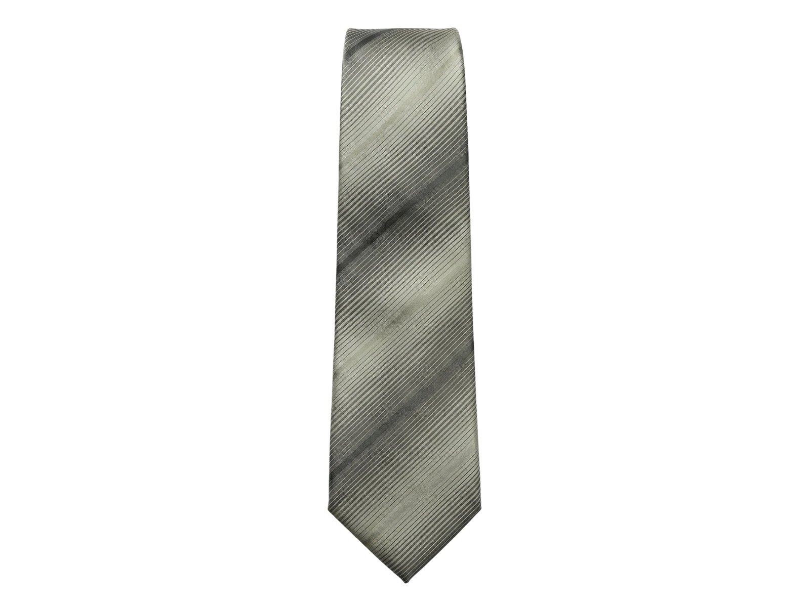 Emporio Armani Striped Tan Green 100% Silk Mens Tie