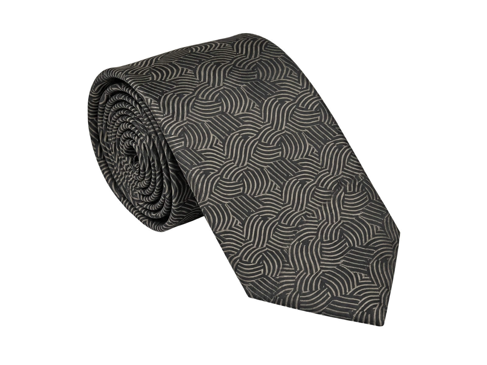 Emporio Armani Black Swirls 100% Silk Mens Tie