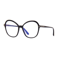 Tom Ford Eyeglasses Cat Eye Full Rim, Shiny Black Frame and Clear Blue Light Block Lens FT5577-B001