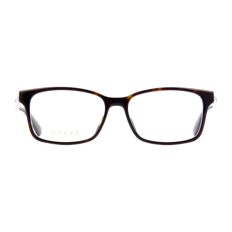 Gucci Eyeglasses Rectangle Full Rim, Dark Havana Frame and Clear Demo Lenses Lens GG0826O005