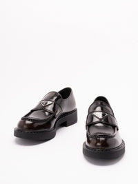 Prada Prada Men Chocolate Brushed Leather Loafers