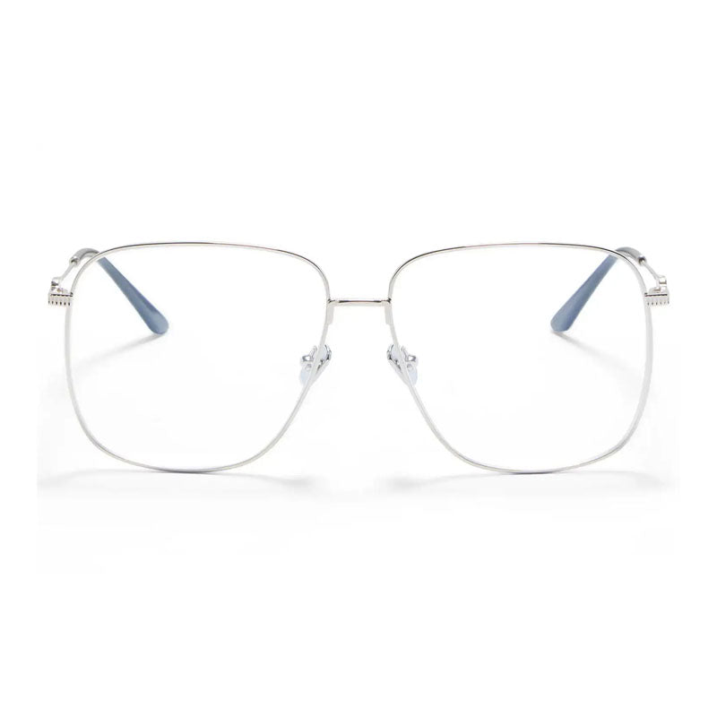 Valentino Eyeglasses Square Full Rim, Silver/Black Frame and Clear Demo Lens Lens VLX-171C