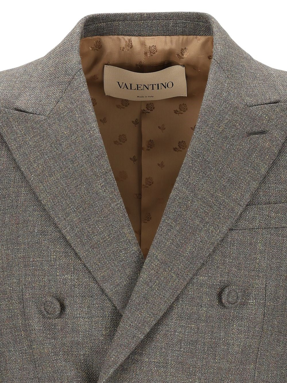 Valentino Garavani Valentino Garavani Men Double-Breasted Wool And Linen Blazer