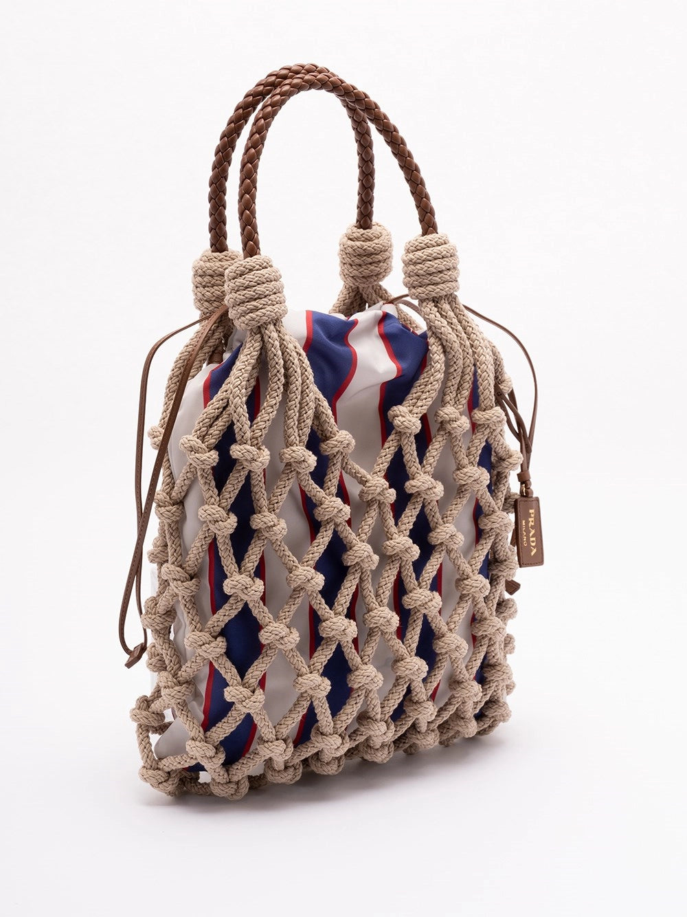 Prada Women ``Prada Noué` Cotton And Leather Handbag