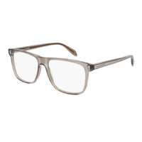 Alexander McQueen Eyeglasses Square Full Rim, Transparent Brown Frame and Clear Demo Lens Lens AM0247O002
