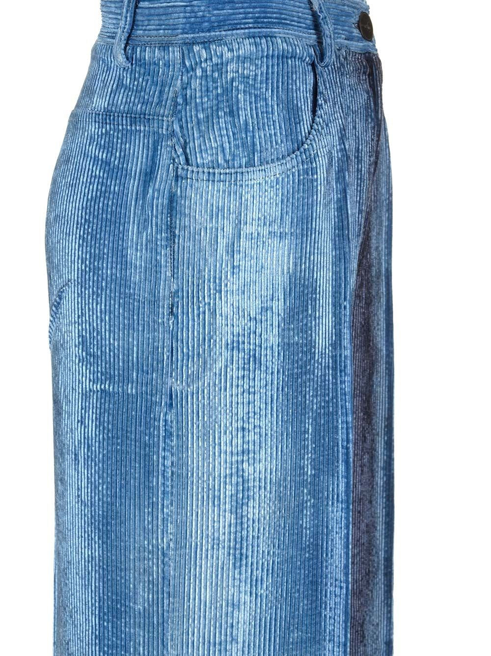 Forte_Forte Women Degradé Denim Velvet Wide Leg Pants Delavè