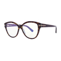 Tom Ford Tom Ford Eyeglasses Cat Eye Full Rim, Black/Crystal Frame and Clear Blue Light Block Lens FT5954-B003