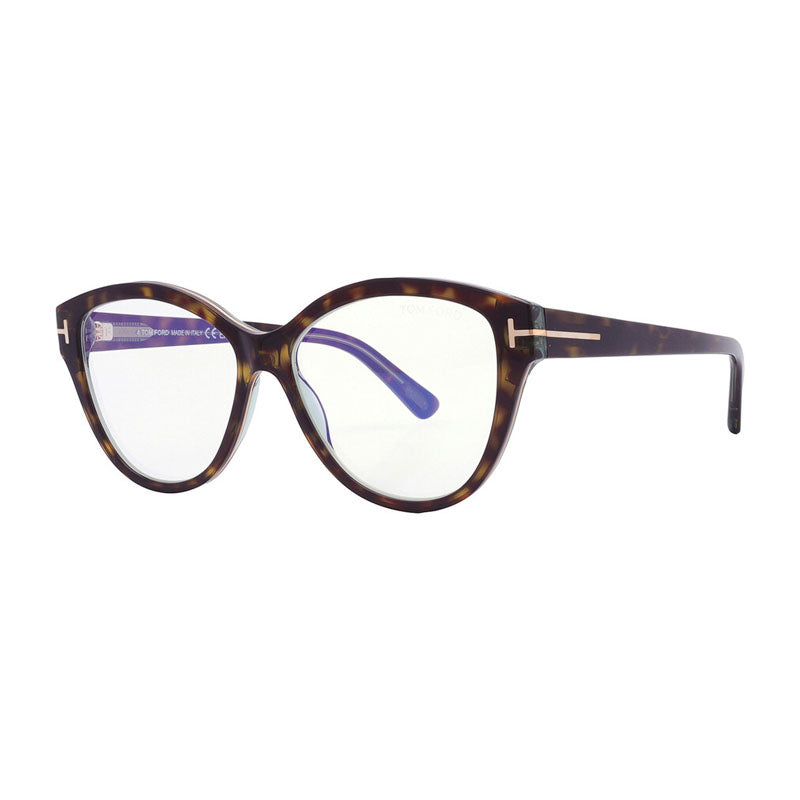 Tom Ford Tom Ford Eyeglasses Cat Eye Full Rim, Black/Crystal Frame and Clear Blue Light Block Lens FT5954-B003