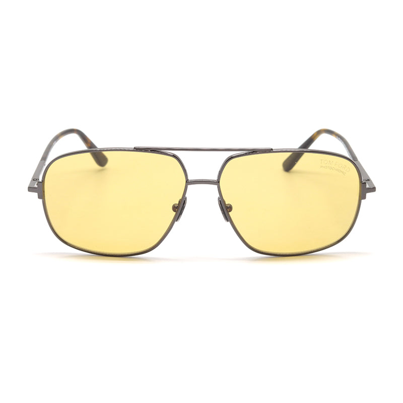 Tom Ford Tom Ford Sunglasses Aviator Full Rim, Shiny Gunmetal Frame and Brown Lens FT109608E