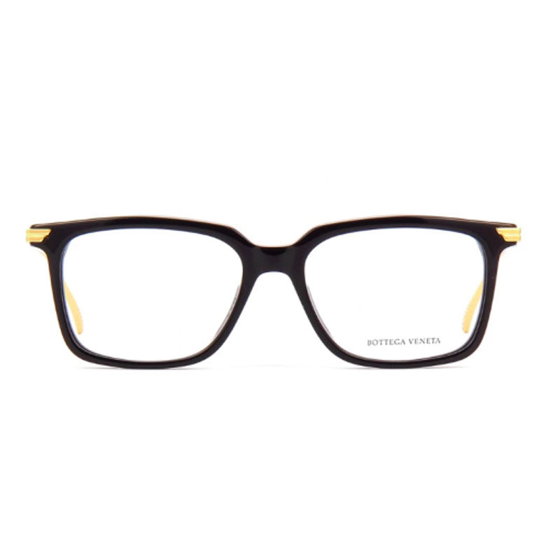 Bottega Veneta Eyeglasses Square Full Rim, Burgundy/Gold Frame and Clear Demo Lenses Lens BV1009O004