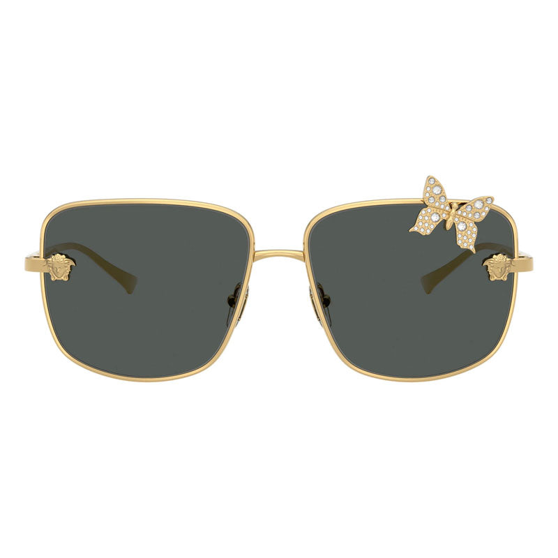 Versace Versace Sunglasses Square Full Rim, Gold Frame and Dark Grey Lens VE22821002/87