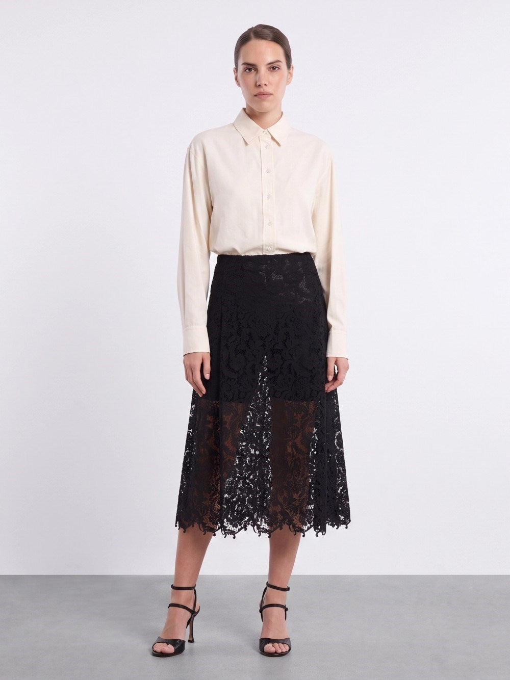 Fendi Women Macramé Lace Midi Skirt