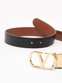 Valentino garavani Valentino Garavani Women Vlogo Signature Reversible Shiny Calfskin Belt - 30Mm / 1.2 In.