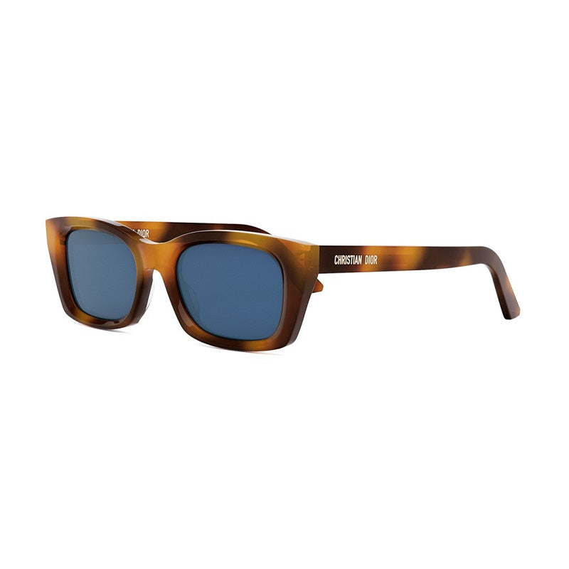Dior Sunglasses Rectangle Full Rim, Honey Havana Frame and Blue Lens DIORMIDNIGHTS3I26B0