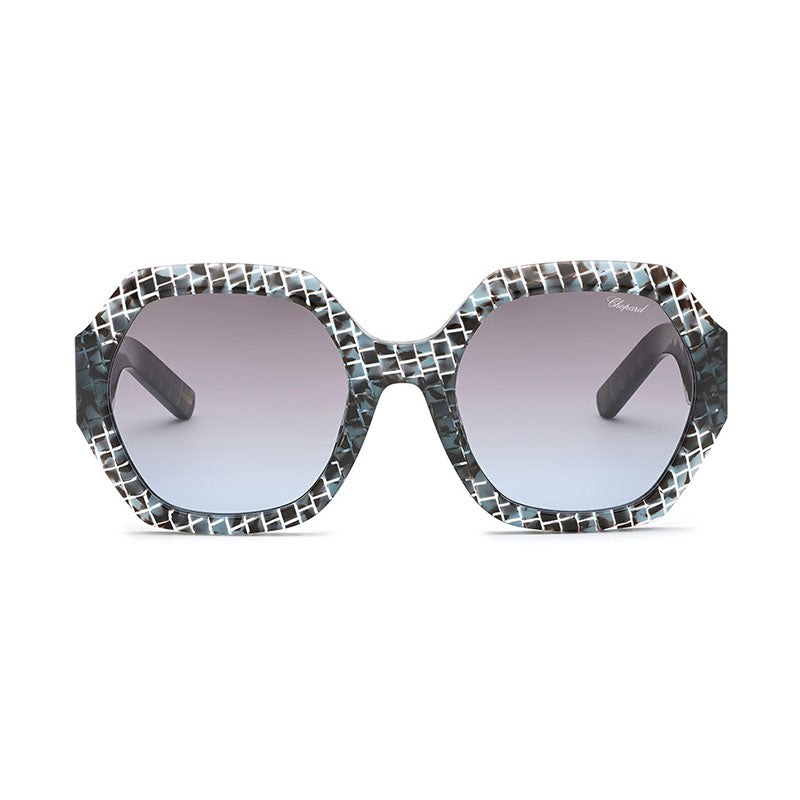 Chopard Sunglasses Round Full Rim, Scales Azure Havana Frame and Brown Gradient Blue Lens SCH362M0T66