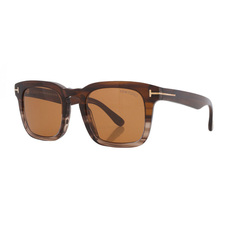 Tom Ford Sunglasses Square Full Rim, Coloured Havana Frame and Brown Lens FT075155E