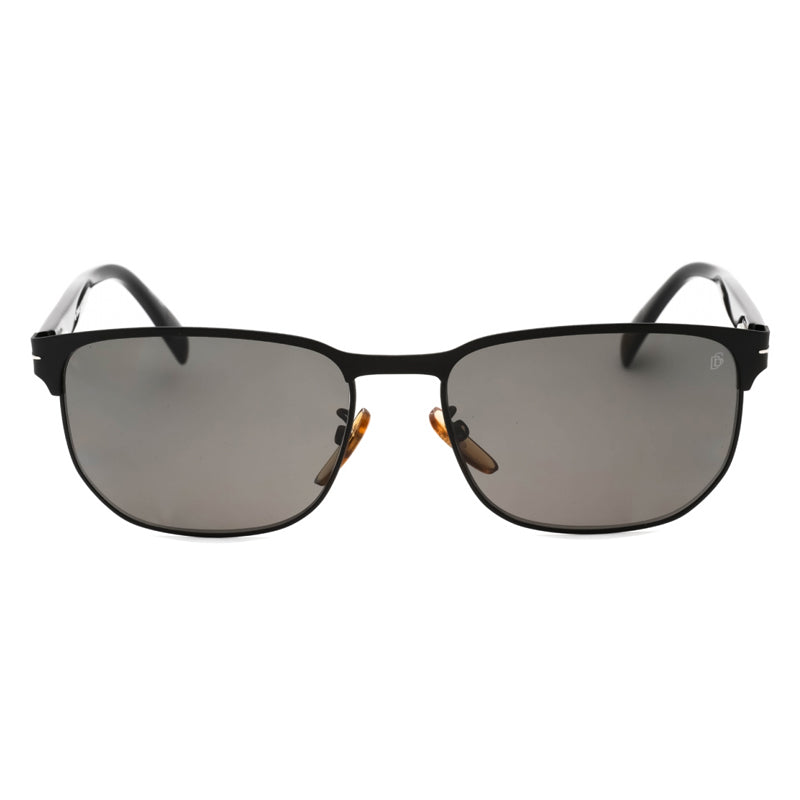 David Beckham Sunglasses Square Full Rim, Matte Black Silver Frame and Grey Polarized Lens DB1131/S0124M9