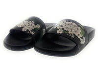 Dolce & Gabbana Black Floral Print Strap Pool Slide-35