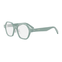 Celine Eyeglasses Geometric Full Rim, Shiny Lime Transparent Frame and Clear Demo Lens Lens CL50142F093