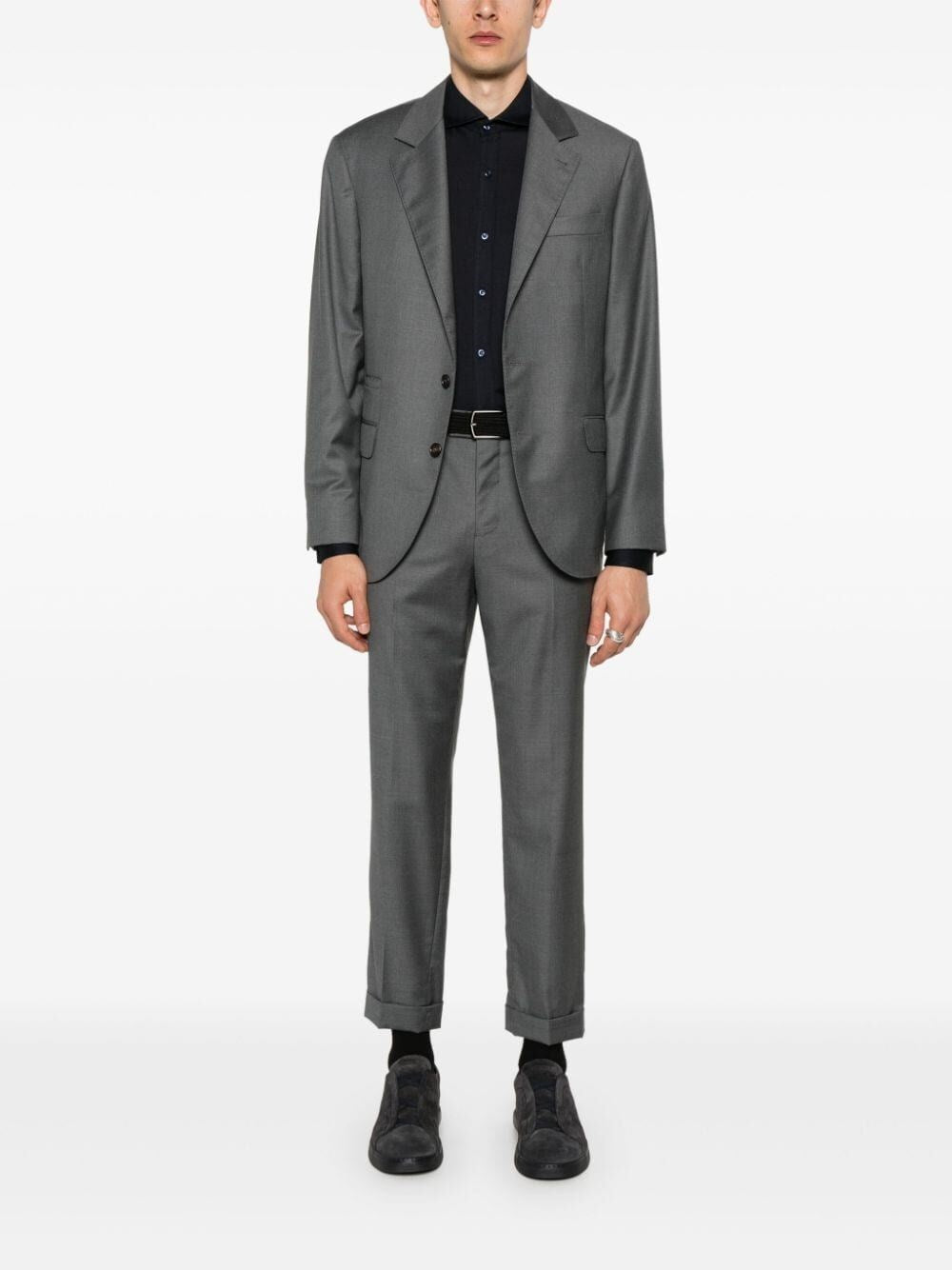 Brunello Cucinelli Men Jersey Shirt With Spread Collar