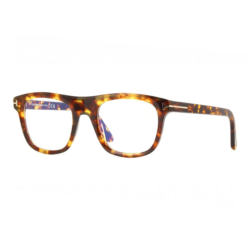 Tom Ford Eyeglasses Square Full Rim, Shiny Black Frame and Clear Blue Light Block Lens FT5939-B001