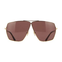 Tom Ford Sunglasses Aviator Full Rim, Shiny Rose Gold Frame and Brown Lens FT118528E