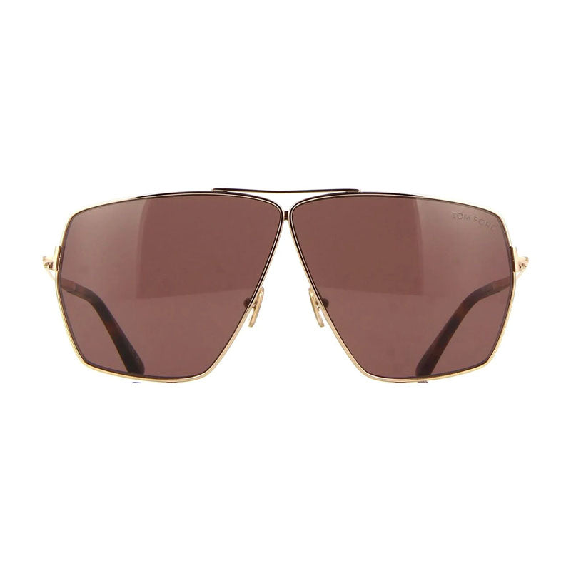 Tom Ford Sunglasses Aviator Full Rim, Shiny Rose Gold Frame and Brown Lens FT118528E