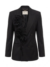 Blumarine Women Tailored Jacket With 3D Pleated Roses