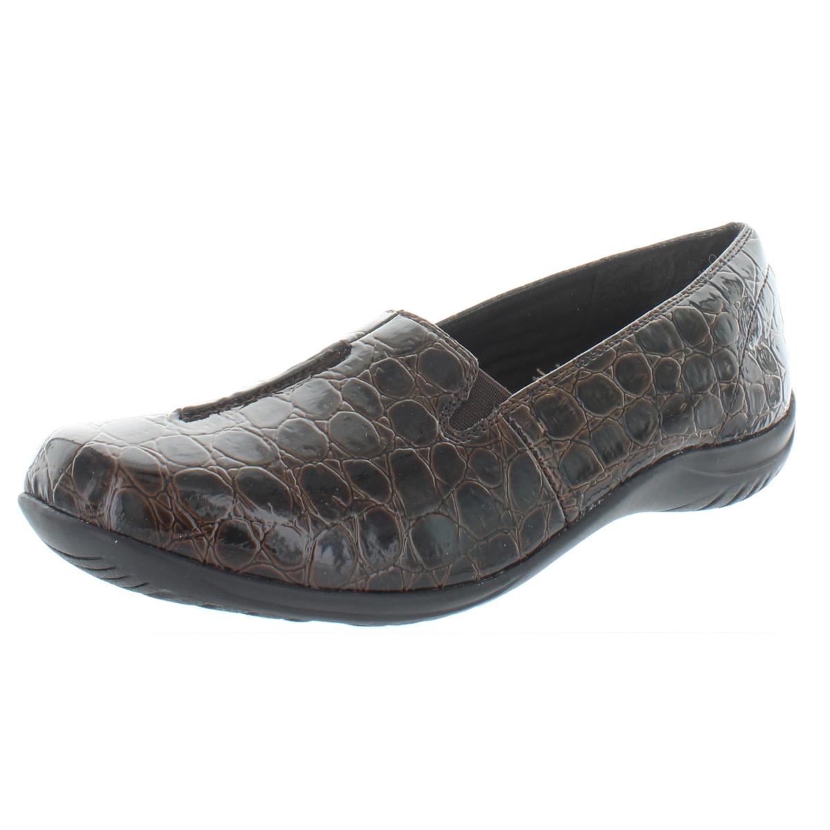 Purpose Womens Faux Leather Loafers 9 Narrow Brown Patent Crocodile
