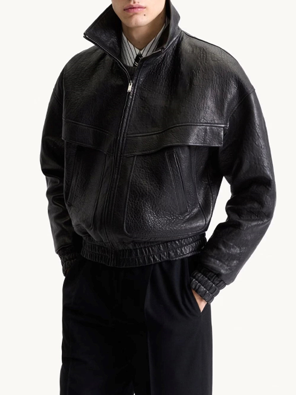 Saint Laurent Men Jacket In Bubbled Lambskin