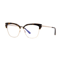 Tom Ford Tom Ford Eyeglasses Square Full Rim, Havana/Gold Frame and Clear Demo Lenses Lens TF5547-B052