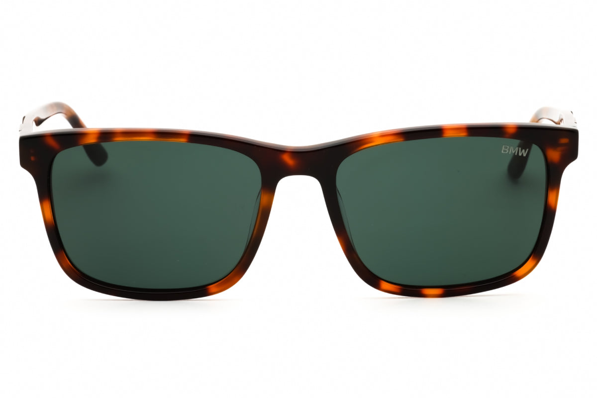 BMW BMW Sunglasses Rectangle Full Rim, Dark Havana Frame and Green Lens BW0053-H52N